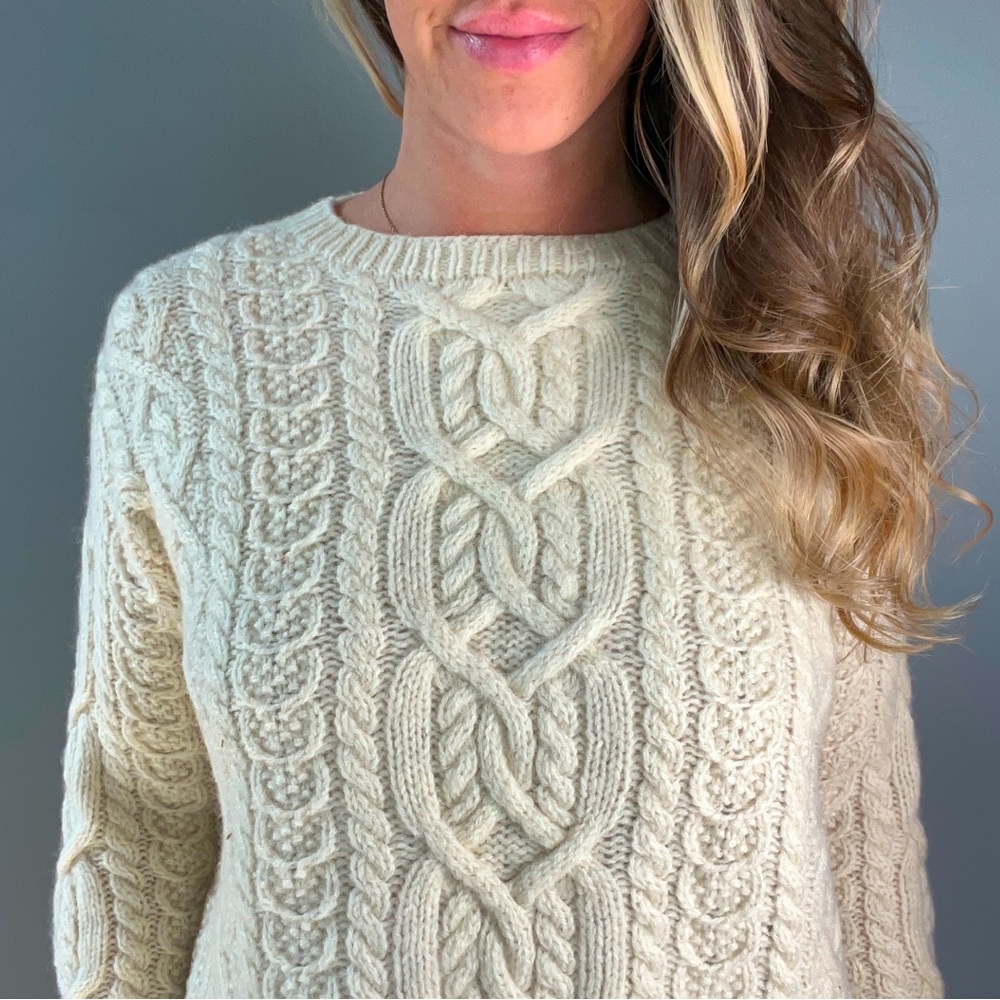 Vintage Cream Cable Knit Women's Sweater